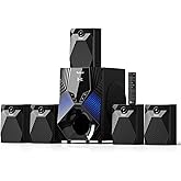 Bobtot Home Theater System, 1000 Watts Peak Power Surround Sound Systems 5 Wired Satellite Audio Speakers 8" Subwoofer 5.1/2.1 Channel Deep Bass with ARC Optical Bluetooth AUX Input