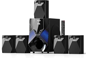 Bobtot Home Theater System, 1000 Watts Peak Power Surround Sound Systems 5 Wired Satellite Audio Speakers 8" Subwoofer 5.1/2.1 Channel Deep Bass with HDMI ARC Optical Bluetooth AUX Input