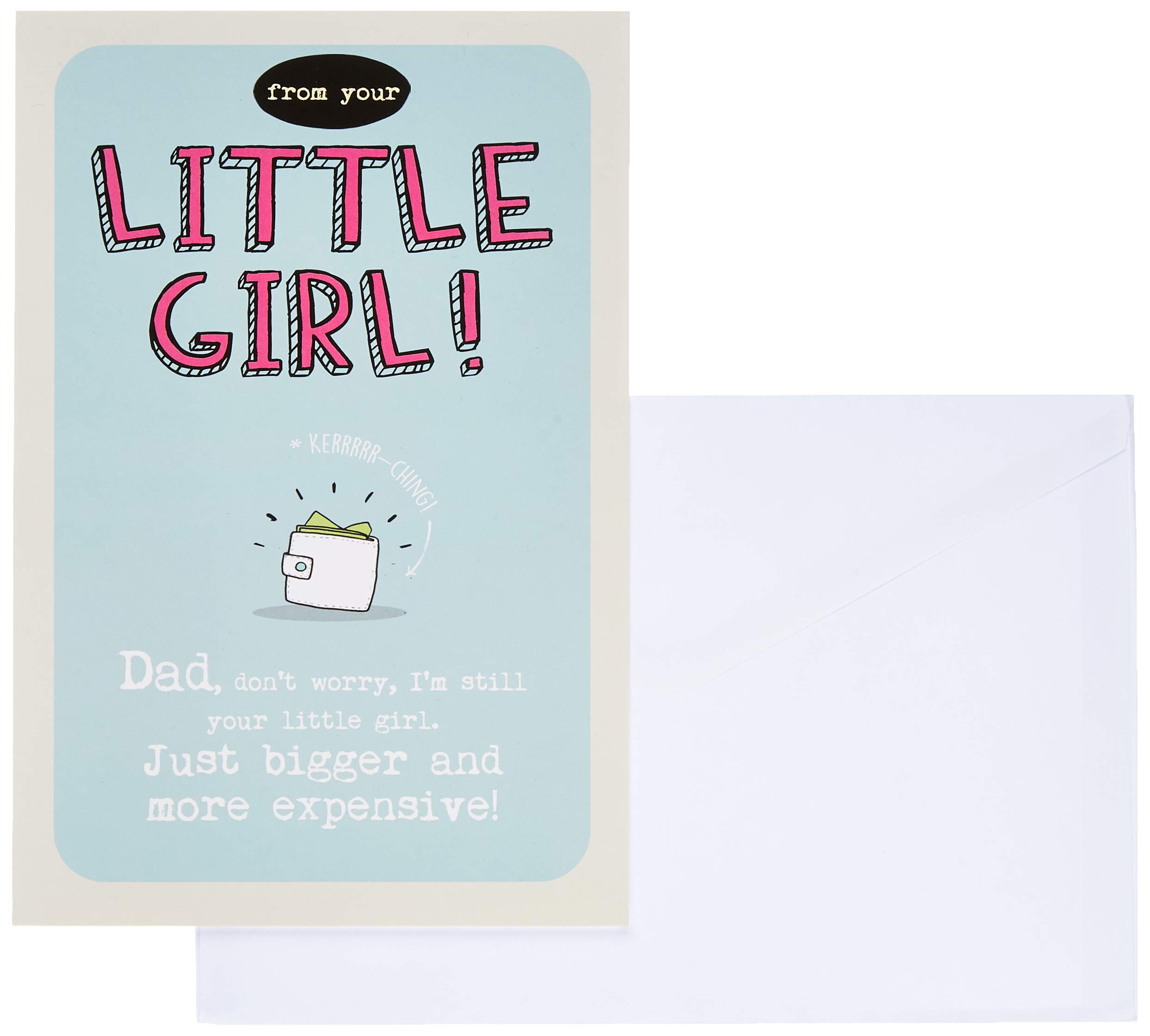 Dad Birthday Card from Little Girl, Funny Dad Birthday Card from Her, Emotional Rescue Wallet, Dad from Daughter, Greetings Card, 159x235mm
