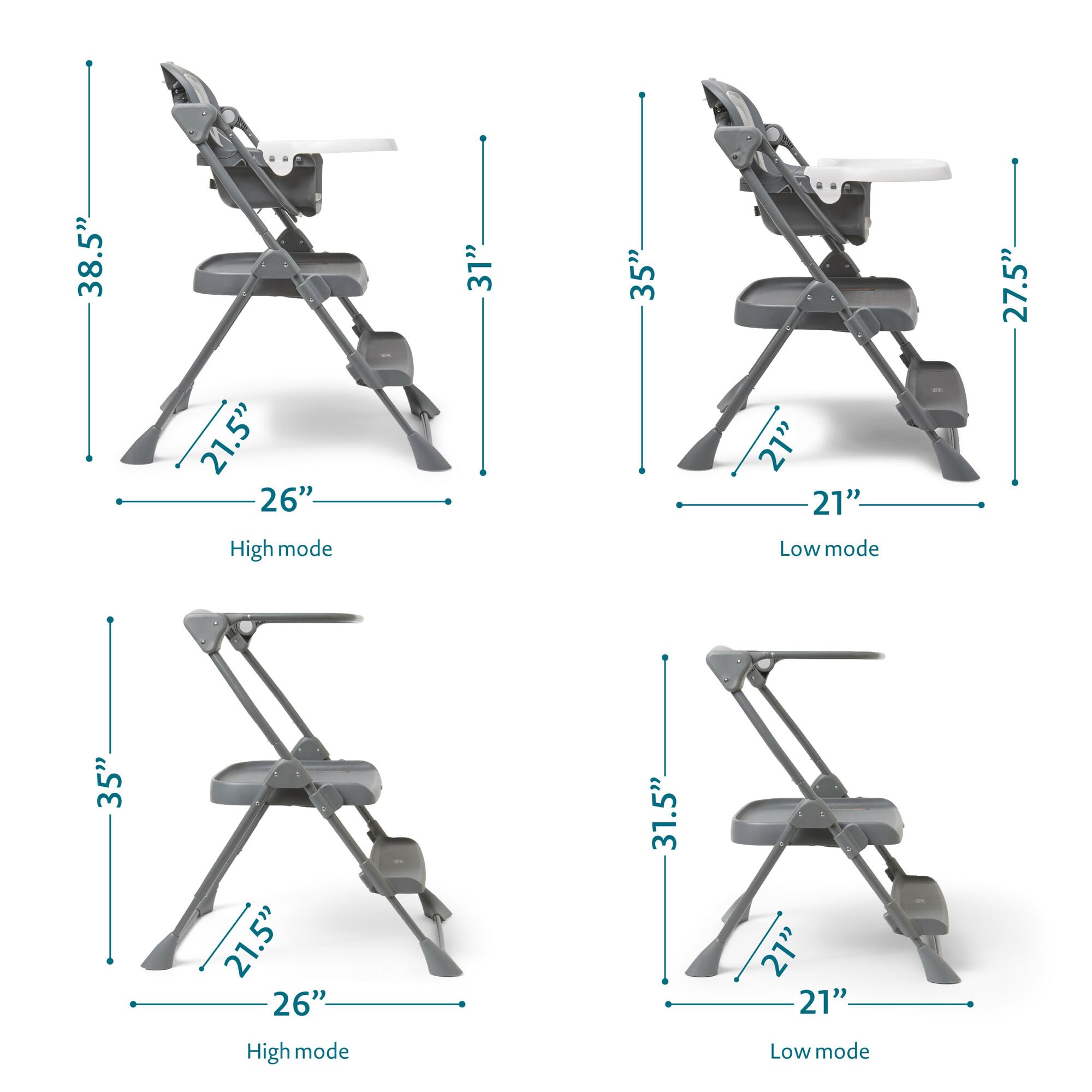 The First Years Foldable Toddler Tower and High Chair - 2-in-1 Baby High Chair and Toddler Step Stool - Adjustable Grow with Me Height - Folds Flat & Easy to Clean - Kids Stool with Non-Slip Surface