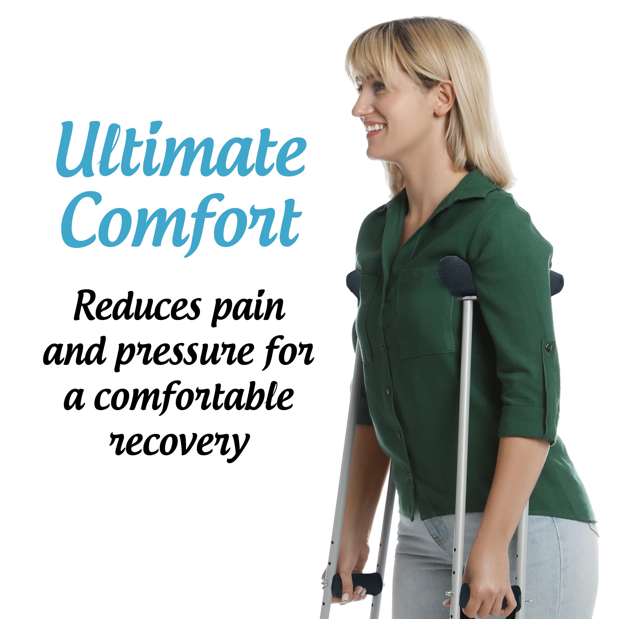 Universal Crutch Underarm Pad and Hand Grip Covers - Luxurious Soft Fleece with Sculpted Memory Foam Cores (Classic Black)