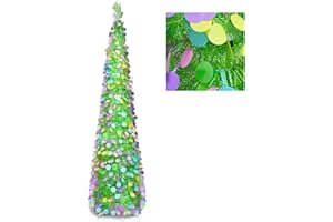KOLODOGO 5 Ft Artificial Easter Tree Pop-Up Collapsible Pencil Easter Trees with 100 Warm Light, Bright Easter Egg Artificial Tree for Indoor Outdoor Decorations