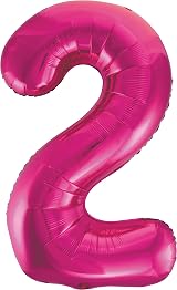 Unique Pink Number 2 Shaped Large Foil Balloon 86cm - 1 Piece