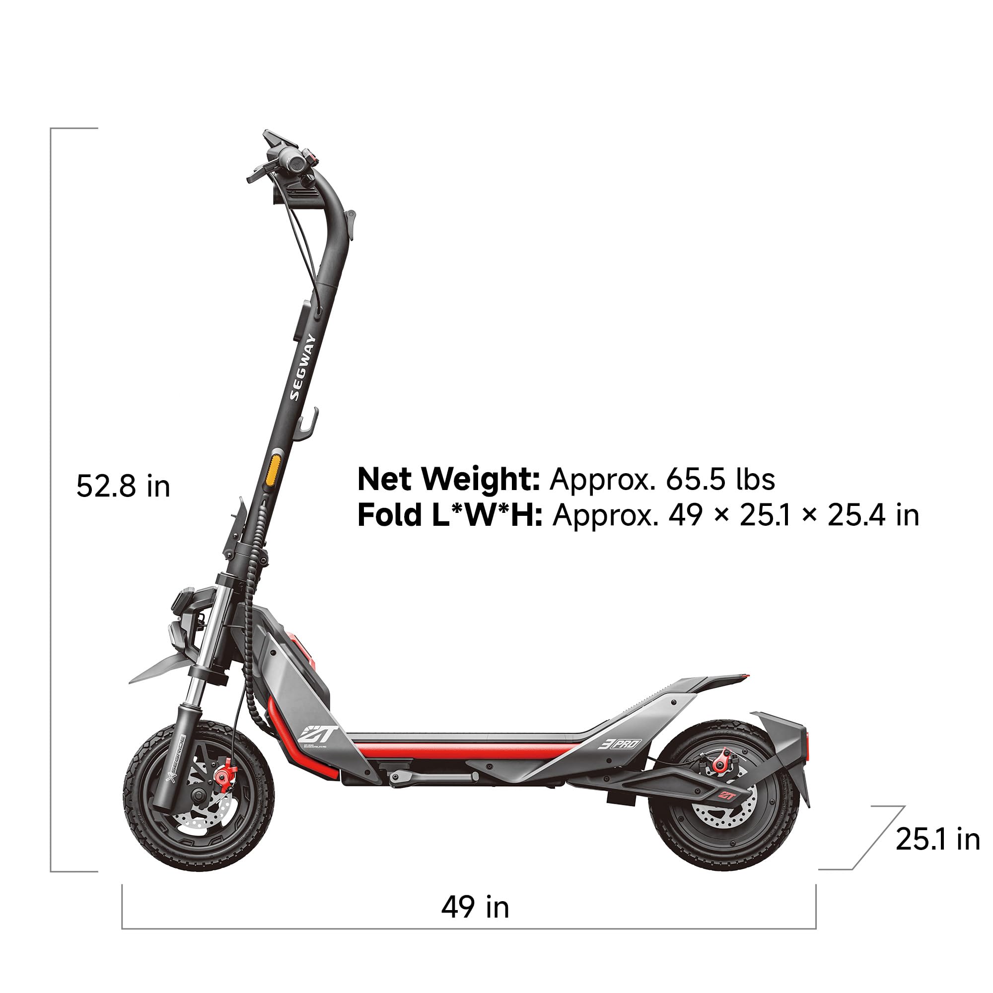 Segway ZT3 Pro Electric Scooter, Up to 24.9 MPH, 43.5-Mile Range, Dual Suspension, Flash Charge, 1600W Peak Motor, Off-Road Scooter for Adults UL Certified (UL2272/2271)