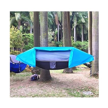 JXS-outdoor Camping-Hängematte mit Moskitonetz und Regenschutz Fallschirmstoff-Hängematte, Sonnenschirm-Garten-Hängematte für