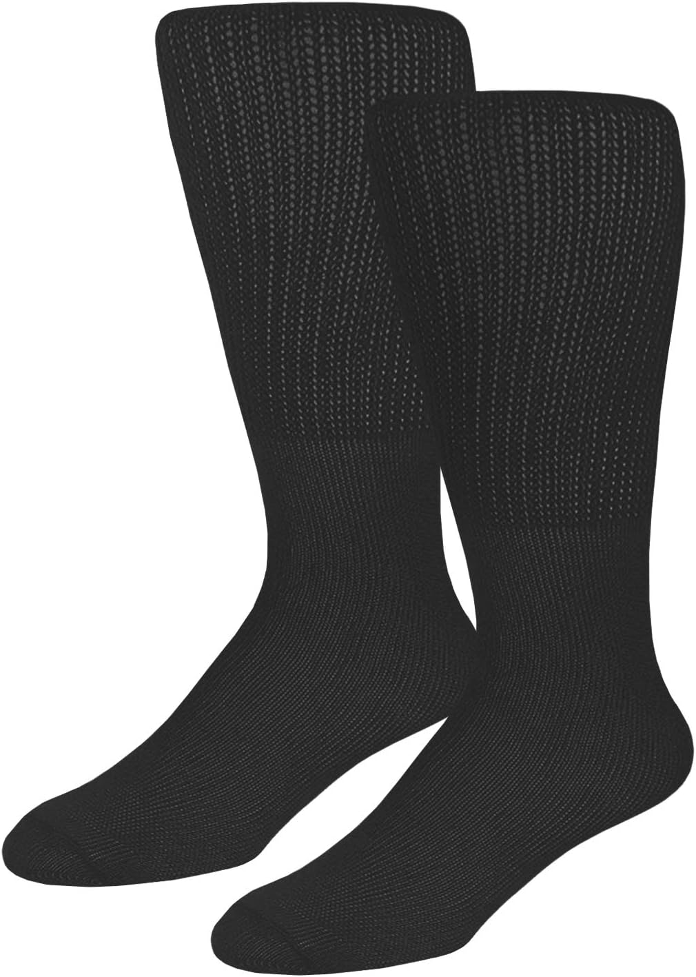 2 Pairs of Extra Wide Diabetic Socks, Mid/Over The Calf Medical Swollen Feet Socks (Black): Health & Personal Care