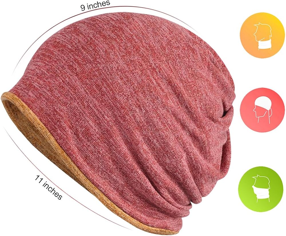 FORTREE 2 Pack Multifunction Slouchy Beanie for Jogging, Cycling (1+3): Clothing