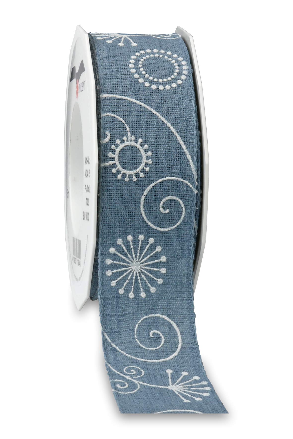 Präsent - San Diego Printed Ribbon Denim Blue 15-m-Roll 40 mm Width