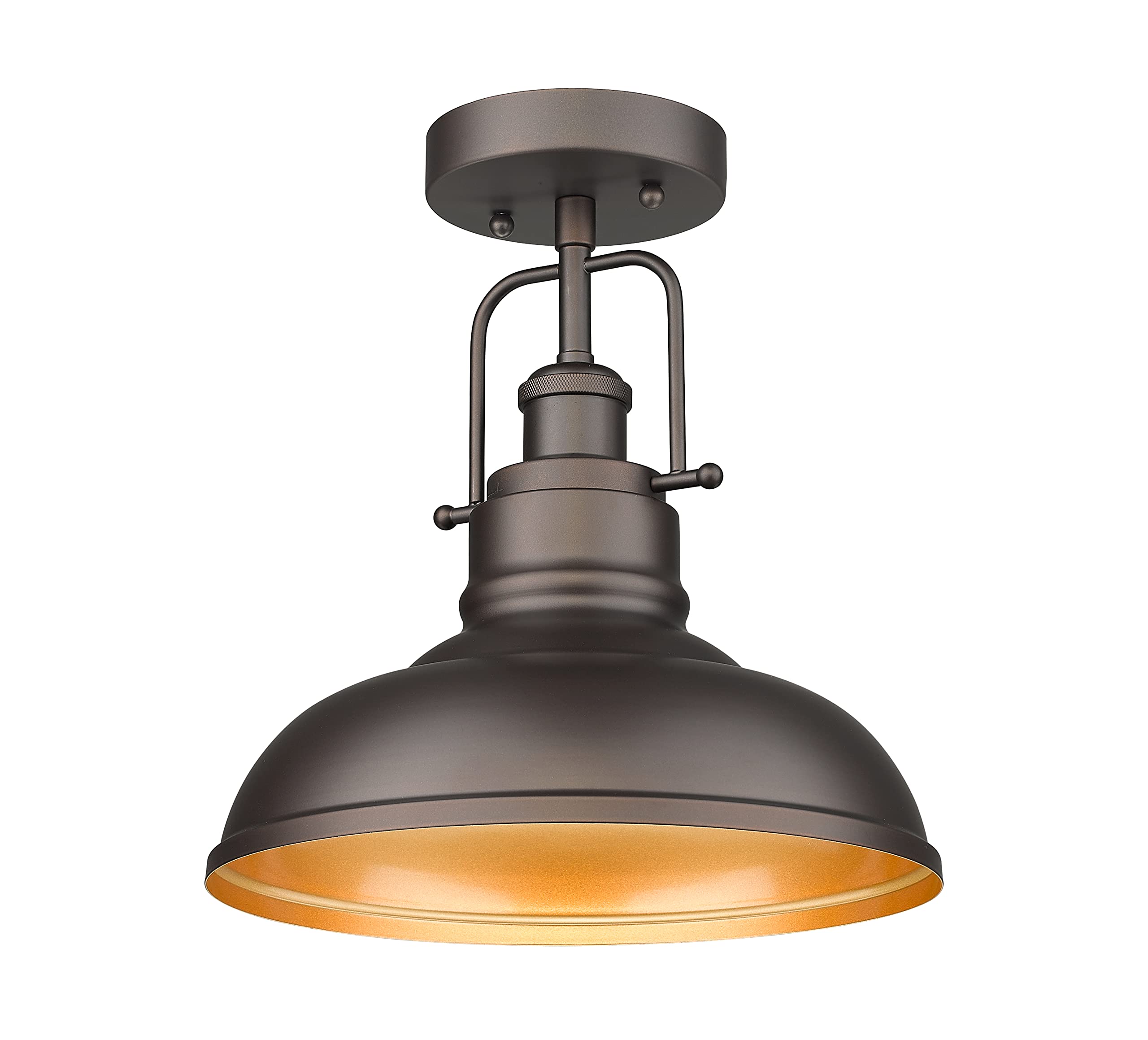 Photo 1 of zeyu Farmhouse Semi Flush Mount Light Fixture, 11 Inch Industrial Ceiling Light Fixture for Indoor, Oil Rubbed Bronze Finish, ZY41-F ORB