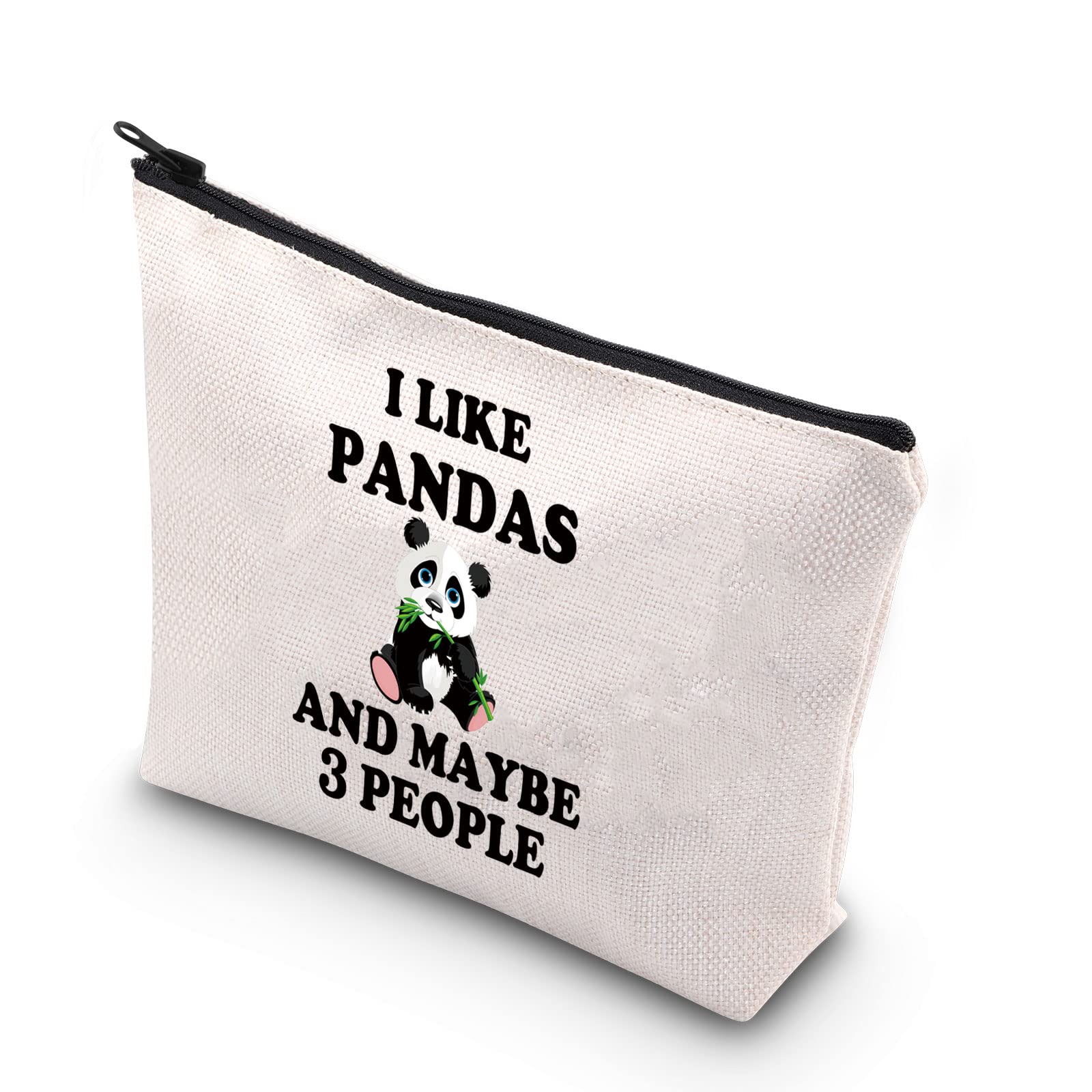 PLITI Panda Makeup Bag Funny Panda Gift for Women Panda Lover Gift I Like Pandas and Maybe 3 People Cute Panda Travel Pouch(I Like PandasU)
