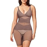 KUMAYES Shapewear Bodysuit for Women - Tummy Control Butt Lifter Fajas Body Shaper V-Neck Body Suits with Built in Bra