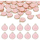 uxcell 52pcs Letter Charm, Enamel Letter Pendants, Alphabet D Pendants Double Sided Beads Charm for DIY Bracelet Necklace Pendants Earring Jewelry, Pink