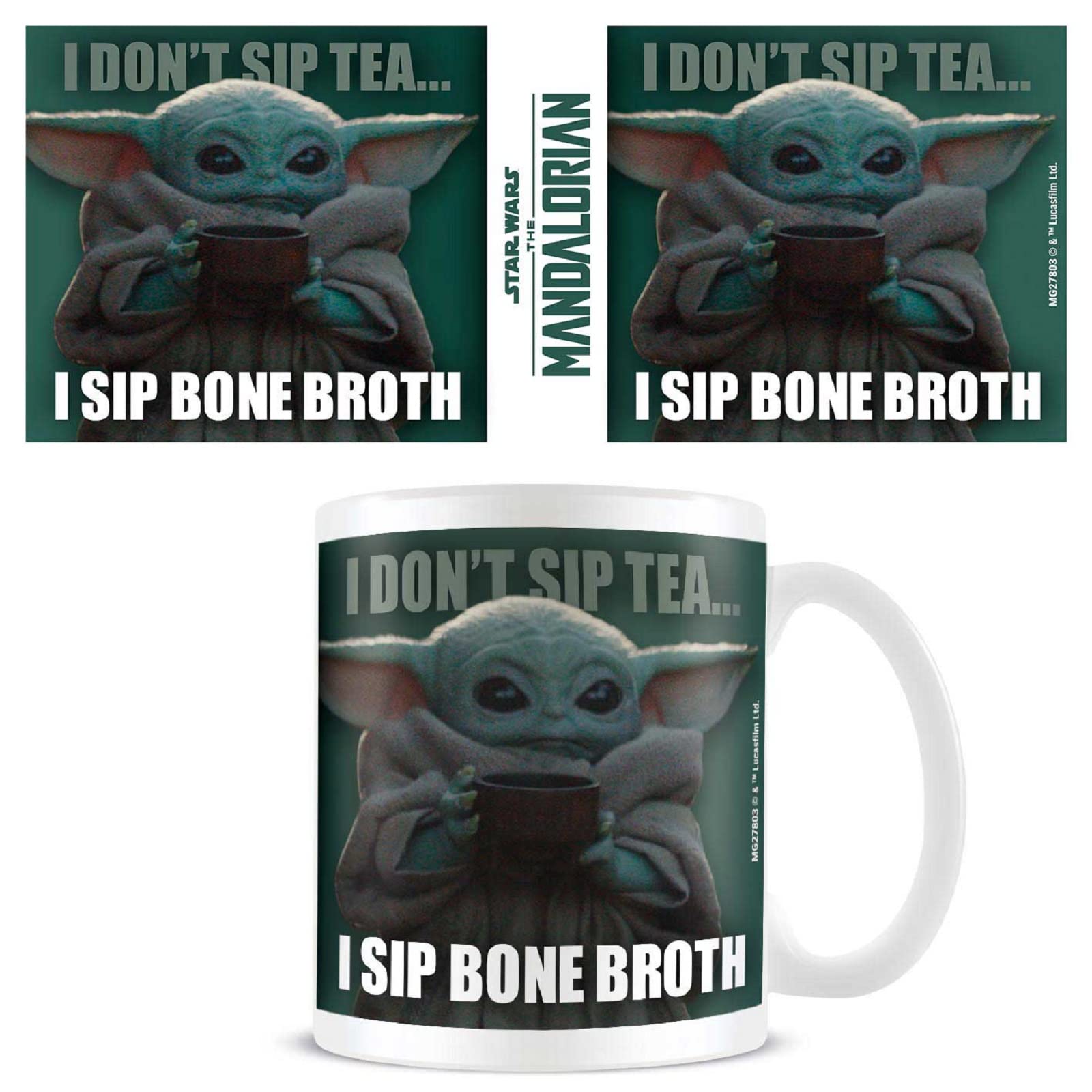 Pyramid International Star Wars The Mandalorian Mug in Presentation Gift Box (Bone Broth Design) 11oz Ceramic Coffee Mug - Official Merchandise