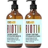Biotin Shampoo and Conditioner Set - Volume Boosting Formula for Men and Women to Help Thinning Hair - Sulfate and Paraben Fr
