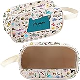 FEELMEM Oregon Travel Gift Oregon Vacation Zipper Clear Makeup Bag Trip Souvenir Makeup Bag Camper Gift (beige)