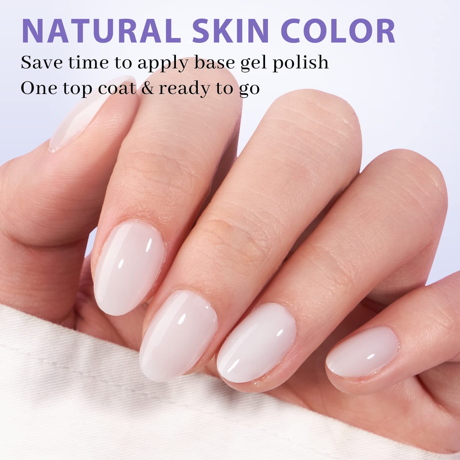 BTArtboxnails XS Short Almond Gel Nail Tips - Pre Colored Milky White Soft Gel Nail Tips, Milky White Press on Nails, Natural XCOATTIPS Pre Applied Tip Primer - Image 2