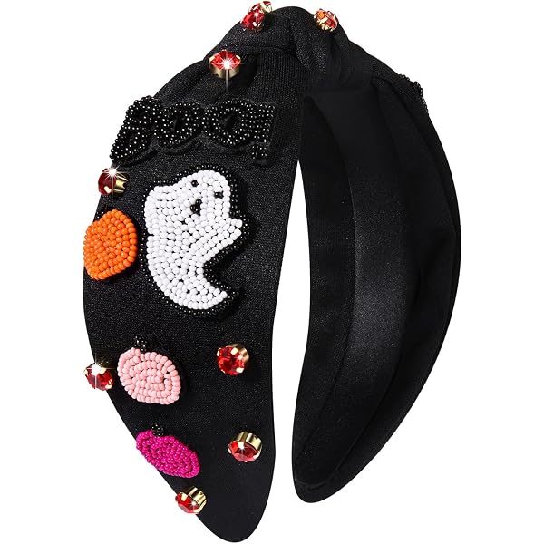 Halloween Stirnband Mit Kürbis & Candy Corn Charme – Kristall Verziert, Breites Band Für Frauen, Party- & Kostüm-Accessoire