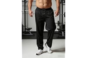 Mens Plus Size Athletic Sweatpants Straight Fit Zipper Pockets, Elastic Waist Pants for Gym & Running
