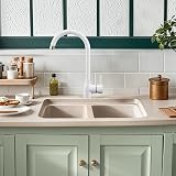 Hapilife White Kitchen Taps Mixer Single Lever Monoblock 360° Spout Gold view 9