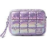 DOYOGI Quilted Cosmetic Bag, Puffer Makeup Bags, Crossbody Purses for women,Cute Travel Toiletry Bag for Women (Dazzling Light Purple)