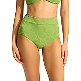 Seafolly Women's High Waisted Full Coverage Low Legline Bikini Bottom Swimsuit