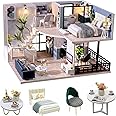 CUTEROOM DIY Miniature Dollhouse Kit with Furniture,Wooden Doll House Plus Music Movement & LED Lights, 1:24 Scale DIY House 