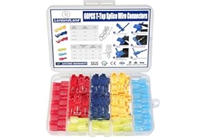 LORDANDLAND 60 Pcs/30 Pairs Quick Splice Wire Terminals T-Tap Self-Stripping Nylon Fully Insulated Male Quick Disconnects for Automotive Wiring (22-10 AWG)