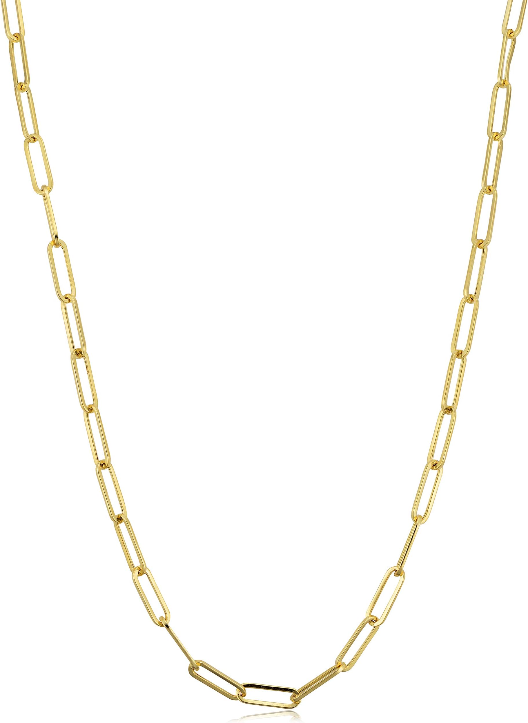 Kooljewelry14k Yellow Gold 3.2 mm Polished Capsule Paperclip Chain Necklace (18, 20, 24, 30 or 36 inch)