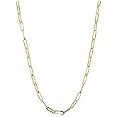 Kooljewelry Womens Chain Classic - 14k Yellow Gold Polished Paperclip Chain Necklace