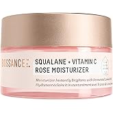 BIOSSANCE Squalane + Vitamin C Rose Face Moisturizer – Antioxidant-Rich Day/Night Face Lotion – Hydrates and Smooths Fine Lines – Even Skin Tone & Reduce Discoloration – For Radiant Skin, 1.69 Fl Oz