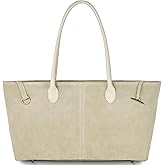 TAKEASY Italian Genuine Suede Tote Bag for Women with Long Handles & Relaxed Silhouette | Medium Designer Shoulder Satchel
