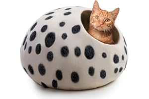 Woolygon Luxurious Merino Wool Cat Cave Bed - Foldable Hideaway Pod for Indoor Cats - Premium Felt Kitten Beds - Covered Cat House for Ultimate Cozy Comfort
