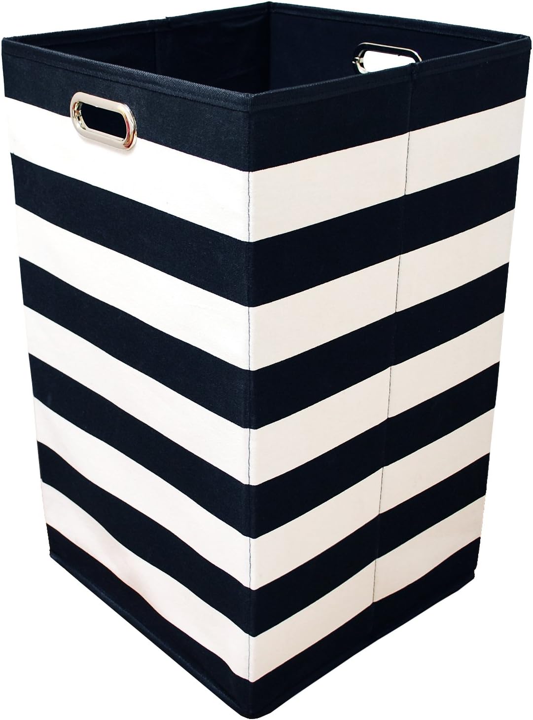 Foldable Collapsible Laundry Hamper - Best Fabric Canvas Collapsible Laundry Basket Bin (23 x 14 x 14, Black Stripe)