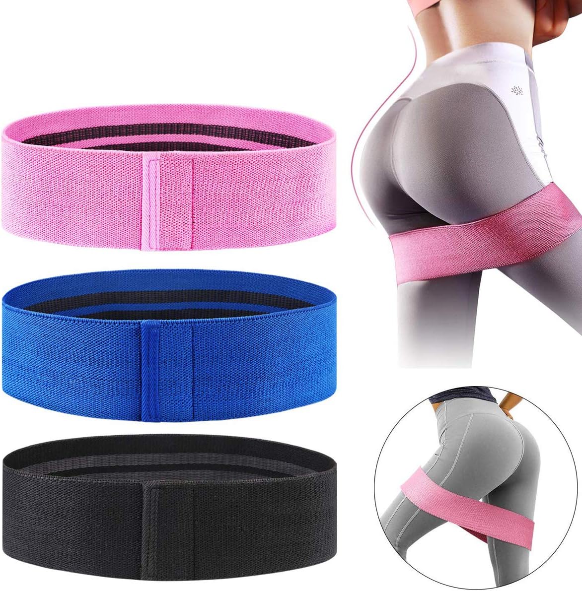 Veczom Hip Bands Booty Workout Resistance Loop Bands, Resistance Exercise Fitness Bands, Upgraded Anti Slip Fabric Elastic Sports Bands for Legs and Butt