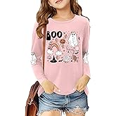 LAZYCHILD Boys Girls Halloween Shirt for Kids Pumpkin Ghost Graphic T-Shirt Boo Tops 5-14 Years