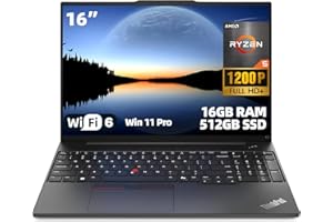 Lenovo ThinkPad E16 Gen 2 Business Laptop, 16" WUXGA (1920 x 1200) IPS, AMD Ryzen 5 7535HS, 16GB DDR5, 512GB PCIe SSD, Wi-Fi 