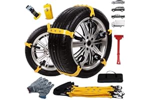 SOMOYA Anti Slip Snow Chains for Car SUV Adjustable Universal Chains 10 Pcs Emergency Snow Tire Chains Safety Emergency for Ice, Snow,Mud,Sand Tire Chains 7.2-11.6'' Easy to Install