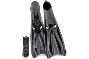 DiVLMT Adult Snorkel Fins - Men & Women's Long Scuba Diving Fins for Travel & Snorkeling