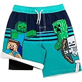 Minecraft Creeper Compression Swim Trunks Bathing Suit UPF 50+ Quick Dry Little Kid to Big Kid