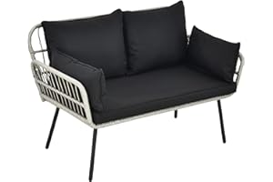 YITAHOME Patio Loveseat, All-Weather Wicker Rattan 2 Seater Sofa with Cushions & Lumbar Pillows, Outdoor Patio Furniture Set for Patio, Balcony, Backyard, Deck, Poolside - Black