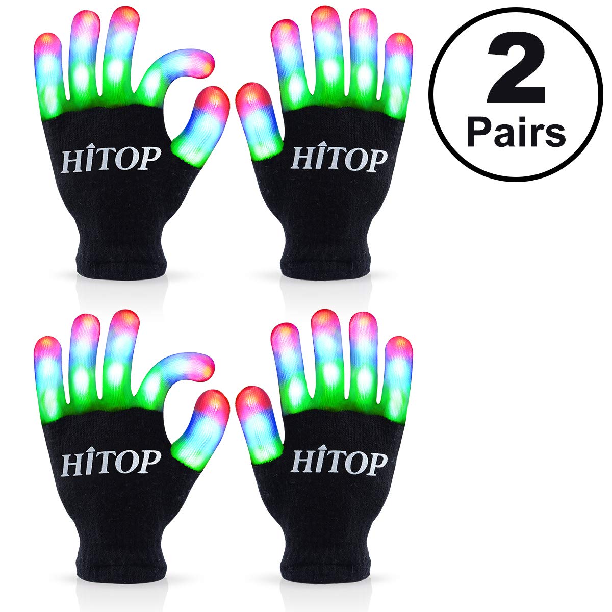 Hitop Light Up Gloves Kids Led Gloves Finger Light Cool Toys Gift Stocking Stuffers For Boys Girls Age 5 6 7 8 9 10 Christmas Thanksgiving Birthday