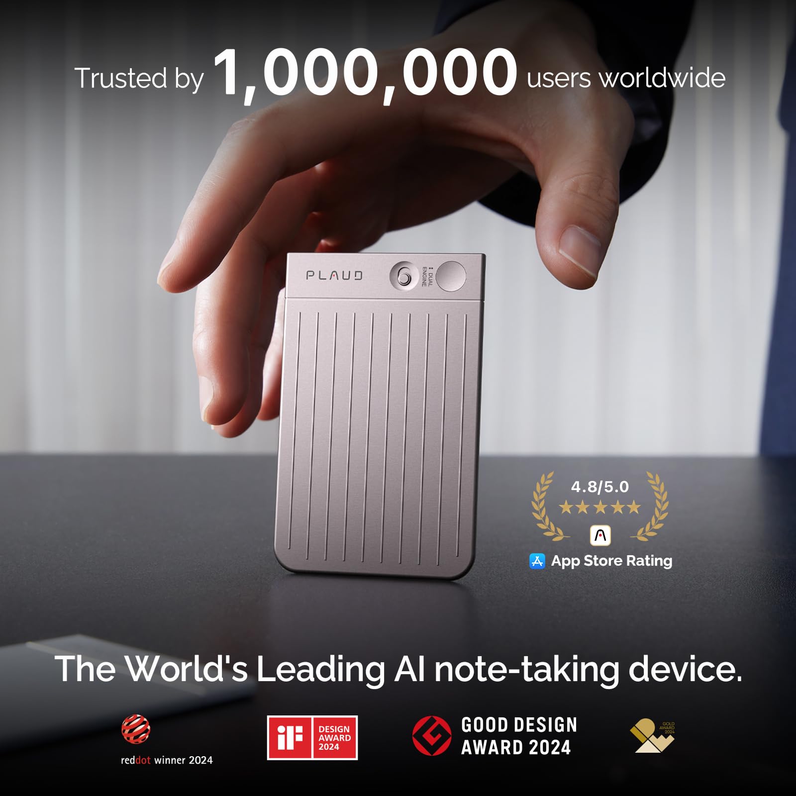 Plaud AI Voice Recorder, Note Voice Recorder w/Case, App Control, Transcribe & Summarize with AI Technology, Support 112 Languages, 64GB Memory, Audio Recorder for Lecture, Meeting, Call, Interview