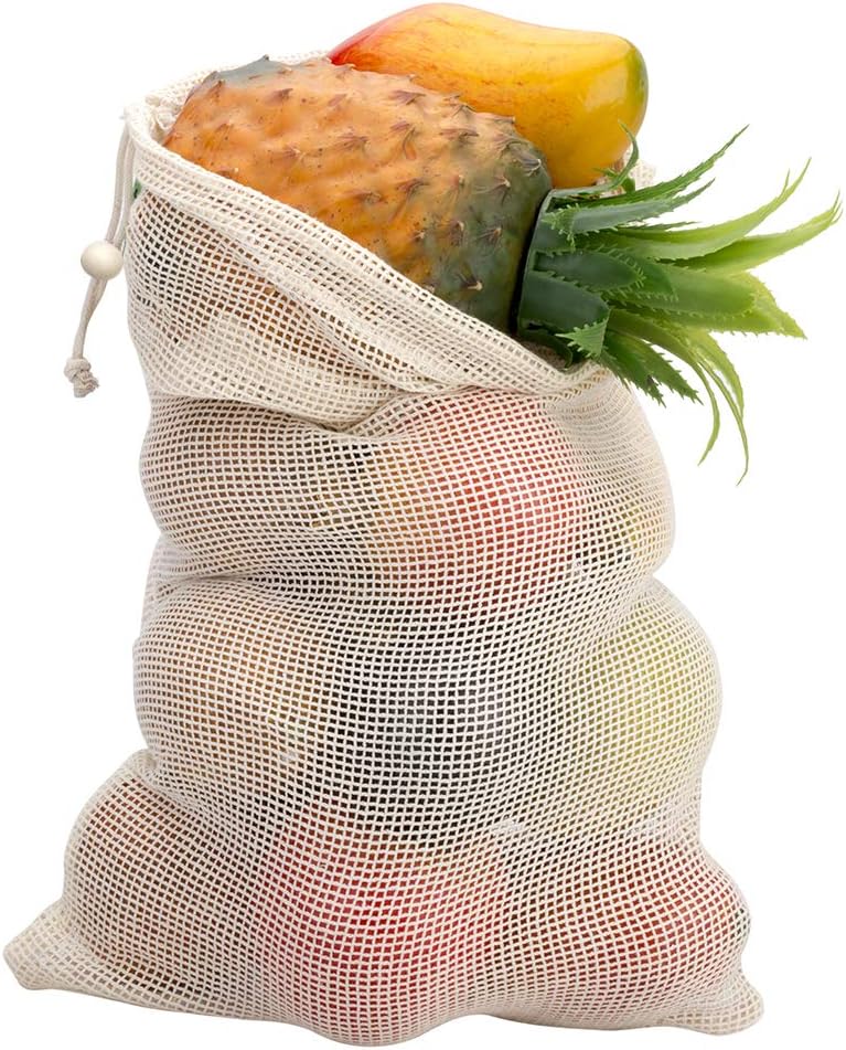E-Know Reusable Mesh Cotton Produce Bags - 11 Pack (3 Small, 4 Medium, 3 Large, 1 Storage Bag), Plastic Free, Eco Friendly - Image 5