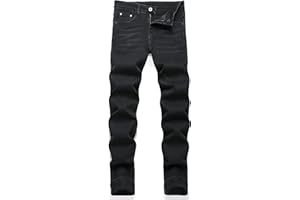 OIIIO Men's Patch Ripped Stretch Regular Fit Jean