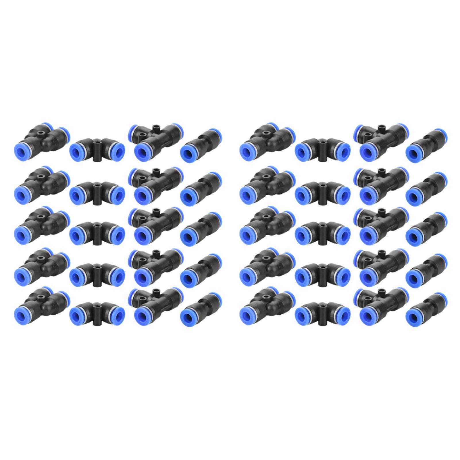 40 Pcs Pneumatic Air Line Fittings 6mm Push to Connect, Straight Elbow Tee Y Union Kit, Quick Release Connectors for Air Hose Tubing