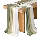 Ling's Moment 10ft Sage Green Weave Table Runner