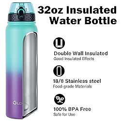 Oldley Insulated 32 oz Stainless Steel Water Bottle
