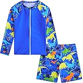 SunFocus Boys Zipper Rash Guard Sets UPF 50+ with Short 3-9 Years
