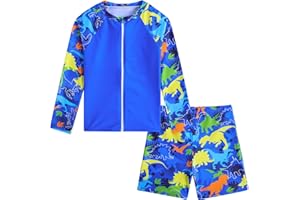 SunFocus Boys Zipper Rash Guard Sets UPF 50+ with Short 3-9 Years