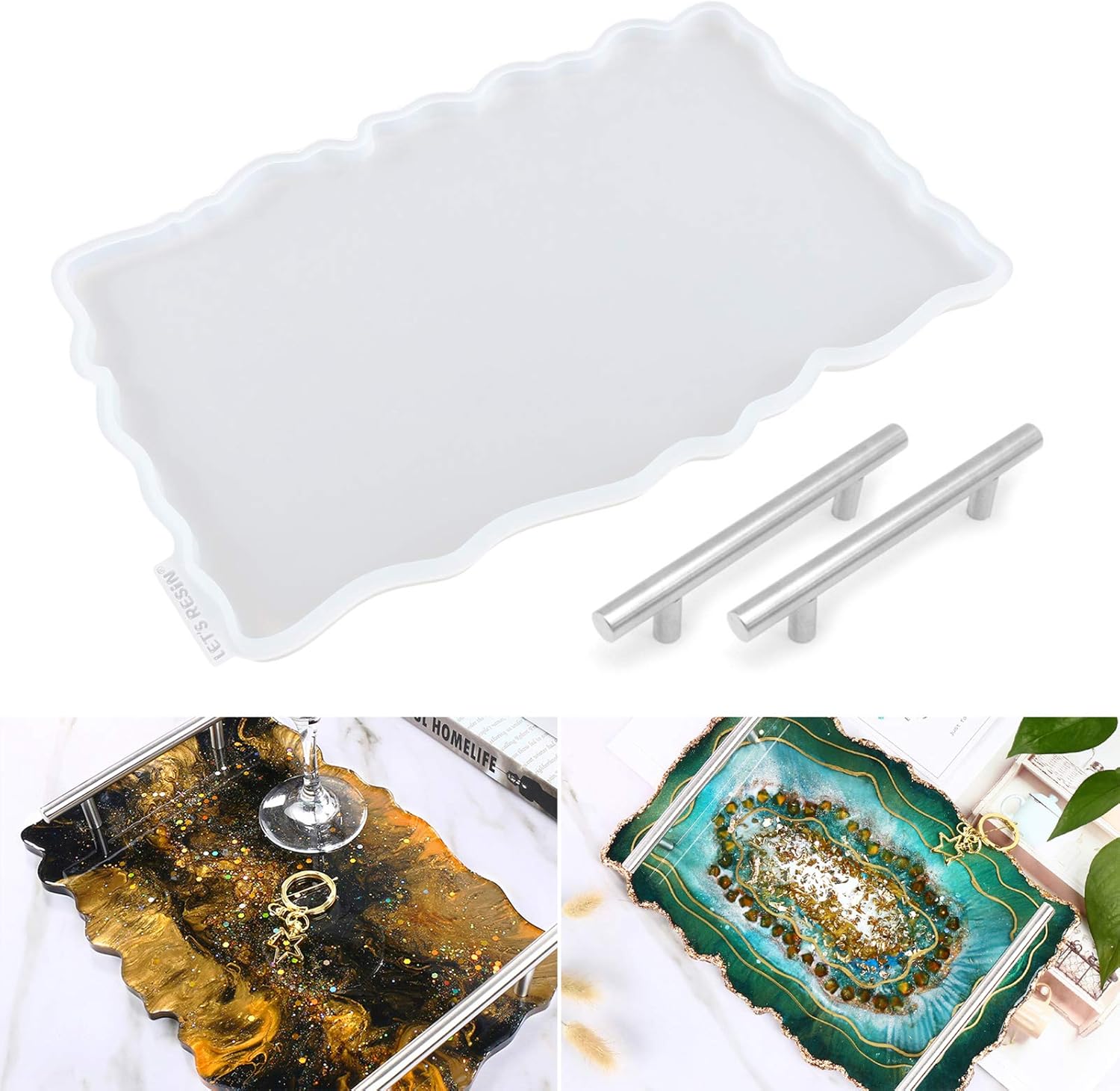 LET'S RESIN Silicone Resin Tray Moulds,Geode Agate Platter Moulds with